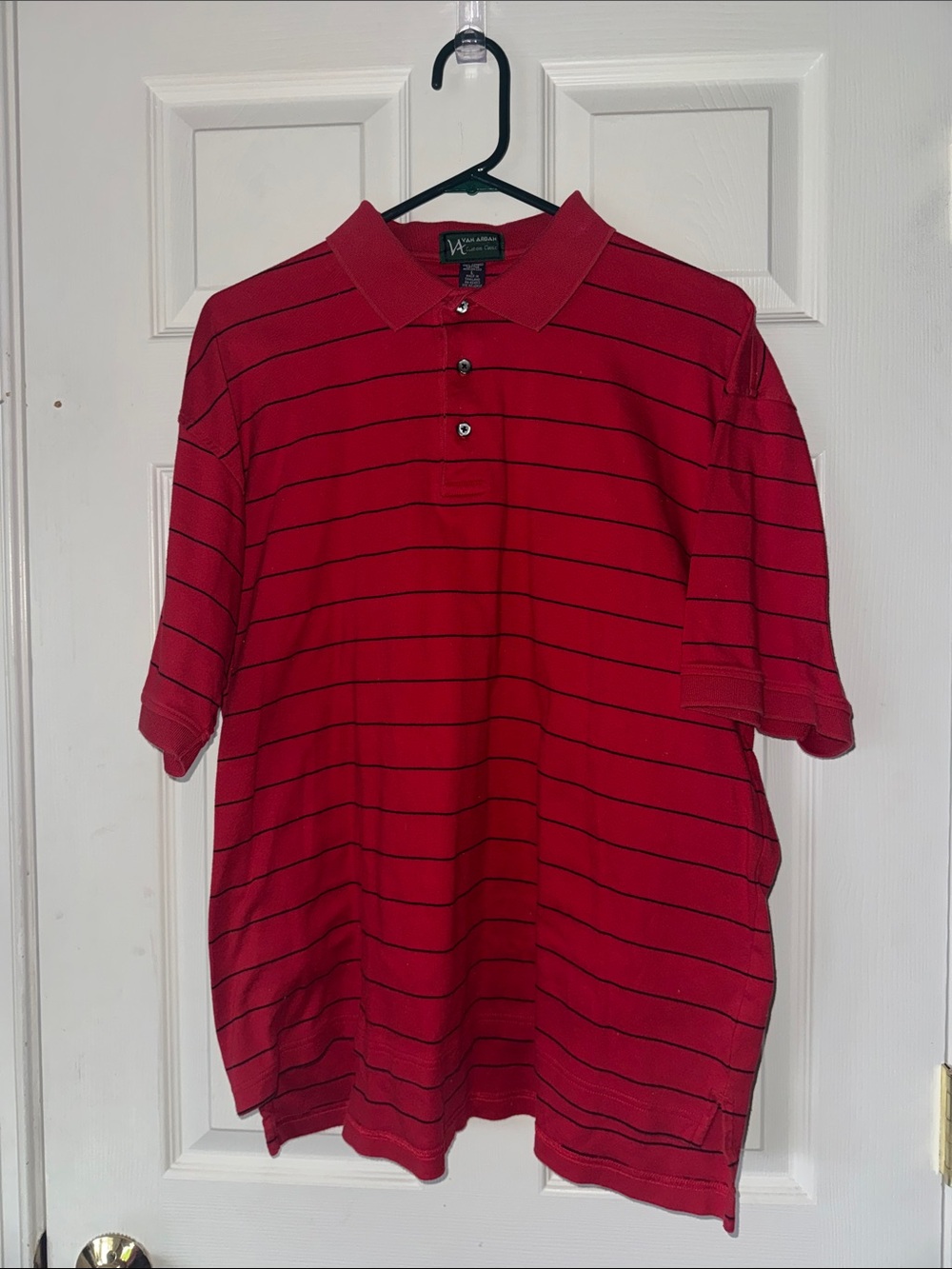 Men's Red & Black Striped Polo Shirt Van Ardan brand Size L